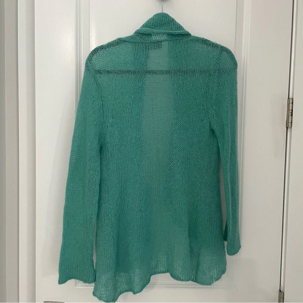 Wooden Ships Seafoam Green Lightweight Airy Open Front Cardigan Mohair Wool